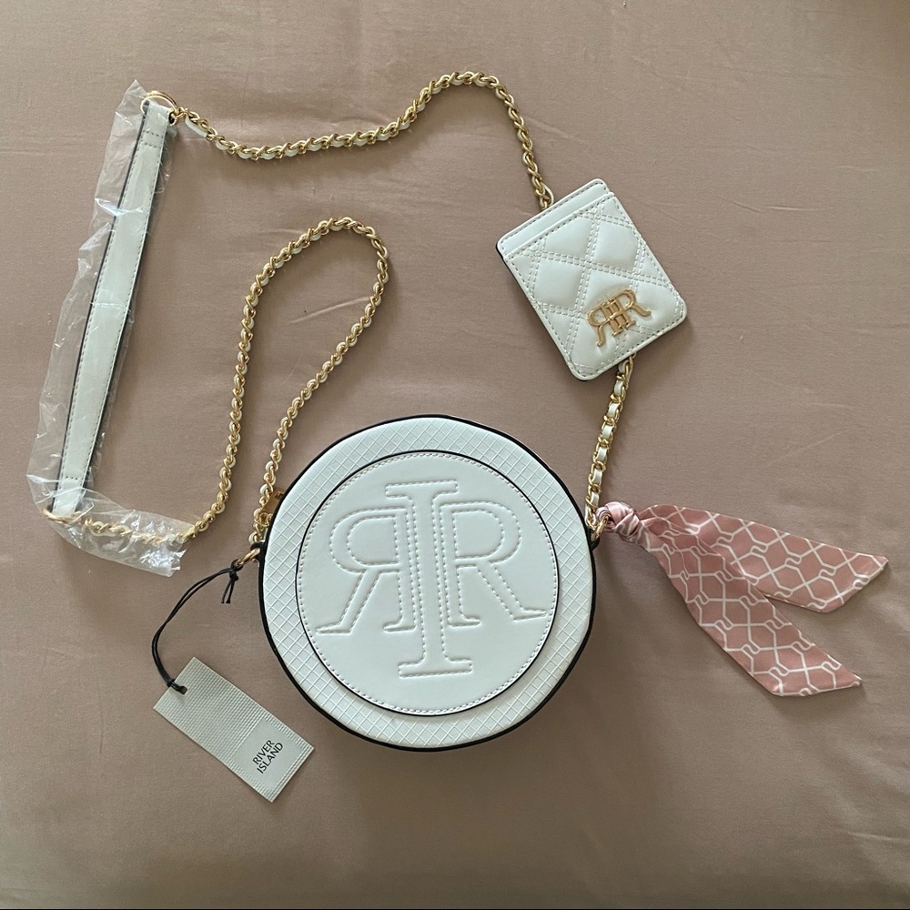River Island round crossbody bag in white